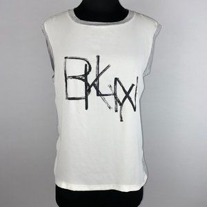 Metaphor XS BKLYN Brooklyn New York Relaxed Sheer Front Tank Rayon Blend Back